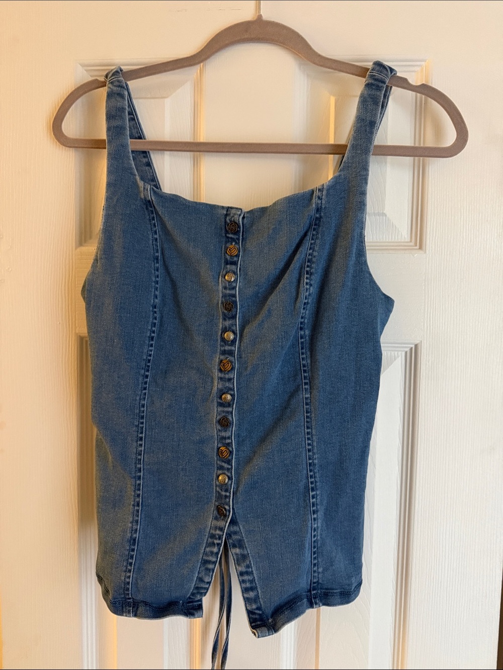 Free People Blue Denim Button-Front Women’s Jeans Top